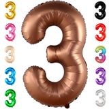 KatchOn, Kahve Kahverengi Numara 3 Balon - 100 cm | Dev, 3 Balon Numarası, Kızlar için 3. Doğum Günü Süslemeleri | Erkekler için 3. Doğum Günü Süslemeleri | 3 Yaş Doğum Günü | Dinozor 3. Doğum Günü