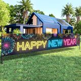 KatchOn, Neon Yeni Yılınız Kutlu Olsun Afiş - 120x20 İnç | Xtra Büyük Mutlu Yıllar Yard İşareti | Yeni Yılınız Kutlu Olsun Yard Süslemeleri | Neon Yılbaşı Partisi Malzemeleri 2024 | Yeni Yıl