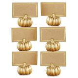 Kate Aspen Fall Decor mini altın kabak masa kartı tutucu (6 adet), Şükran Günü masa dekorasyonu, sonbahar temalı düğünler, gelin buketleri için mükemmel