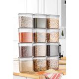 KATE HOME 12 Adet 24 Parça 2 Litre Dikdörtgen Erzak Bakliyat Saklama Kabı Seti 20 Etiket Hediyeli