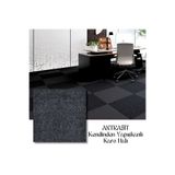 KatFlex Halıflex Kendinden Yapışkanlı Karo Halı 40x40 Cm (6 ADET=1M²) Antrasit Rip Halı Keçe Kaymaz Halı