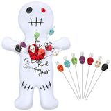 Kathfly 8 Adet Voodoo Bebek Seti Korku Bebek, 7 Adet Kafatası İğnesi Hayalet Bebek Yumuşak İntikam Dammit Ürpertici Bebekler İğne Tutucu Voodoo Reçine Metal Düz Pimler Stres Giderici (Beyaz)