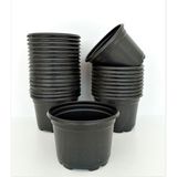Katı Plastik Çiçek Saksısı 10 Adet 14'lük Üretim Saksısı Siyah