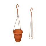 Katı Plastik Makrome Askılı Saksı 5 Adet Beyaz 16 Cm