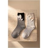 Katia & Bony 2'li Kedi Desenli Soket Çorap Gri Mix 39-42, 39-42, 22501G3032, GRİ MIX, kadın