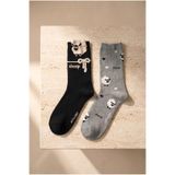 Katia & Bony 2'li Kuzu Desenli Soket Çorap Gri Mix 39-42, 39-42, 22501G3023, GRİ MIX, kadın