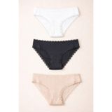 Katia & Bony 3'lü Dantelli Basic Slip Külot Siyah/Beyaz/Nude, M, 22503W3010, Siyah/Beyaz/NUDE, kadın