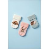 Katia & Bony 3'lü Paket Hayvan Havlu Kız Bebek Soket Çorap 12-24 Ay, 12-24 Ay, 22601B1002, Desenli, kız-bebek