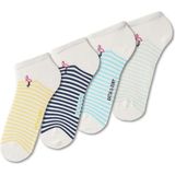 Katia & Bony 4'lü Paket Kız Çocuk Çizgili Flamingo Desenli Patik Çorap - Beyaz - 2 - 4 Yaş