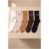 Katia & Bony 5'Li Kedi Desenli Soket Çorap Çok Renkli 39-42, 39-42, 22501G3024, ÇOK RENKLİ, kadın