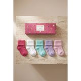 Katia & Bony 5'li Paket Yenidoğan Bambu Bebek Çorap Renkli - Çok Renkli - 3-6 Ay