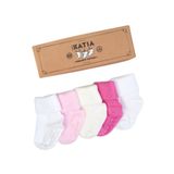 Katia & Bony 5'Li Paket Yenidoğan Organik Bebek Çorap Pembe/Beyaz,6-12 Ay