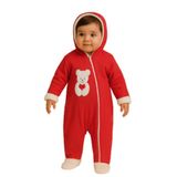 Katia & Bony Bebek Teddy Desenli İçi Peluş Kapüşonlu Tulum 0-3 AY, 0-3 AY, Teddy Desenli Kapüşonlu Tulum, Kırmızı, Erkek