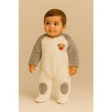 Katia & Bony Bebek Teddy Desenli Peluş Tulum Gri - 6 - 9 Ay
