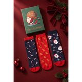 Katia & Bony Çocuk 3'lü Noel Baba Kutulu Soket Yılbaşı Çorabı - Lacivert - 9 - 10 Yaş