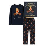 Katia & Bony Çocuk Geyik Desenli Yılbaşı Pijama Takımı 6-7 Yaş, 6-7 Yaş, 22512K2044, Lacivert, kız-çocuk