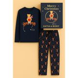 Katia & Bony Çocuk Geyik Desenli Yılbaşı Pijama Takımı, xs, 22512W3018, Lacivert, erkek-çocuk