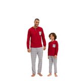 Katia & Bony Erkek Çocuk Think Happy Çizgili Pijama Takımı Bordo - 4 - 5 Yaş