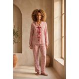 Katia & Bony Kadın Fiyonklu Ayıcık Desenli Ekose Pijama Takımı - Bordo - XL