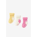 Katia & Bony Kız Bebek 3'lü Havlu Soket Çorap -Beyaz-Sarı 6-12 Ay, 6-12 Ay, 22501G1001, PEMBE, kız-bebek