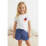 Katia & Bony Kız Çocuk Floral Dondurma Desenli Şortlu Pijama Takımı, 8-9 Yaş, 12612K2004, Ekru, kız-çocuk