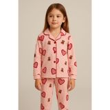 Katia & Bony Kız Çocuk Kalpli Teddy Desenli Pijama Takımı 4 Yaş, 4 Yaş, 22512G2029, Pembe, kız-çocuk