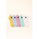 Katia & Bony Kız Çocuk Kedi Desenli 5'Li Patik Çorap 5-8 Yaş, 5-8 Yaş, 12401G2103, ÇOK RENKLİ, kız-çocuk