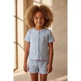 Katia & Bony Kız Çocuk Mediterranean Kiraz Nakışlı Düğmeli Şortlu Pijama Takımı Mavi, 12-13 Yaş, 12612K2006, MAVİ, kız-çocuk