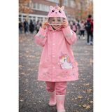Katia & Bony Kız Çocuk Unicorn Desenli Şapkalı Yağmurluk Pembe - 9 - 10 Yaş