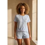 Katia & Bony Mediterranean Kiraz Nakışlı Şortlu Pijama Takımı Mavi, S, 12612W3003, MAVİ, kadın