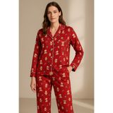 Katia & Bony Teddy Desenli Pijama Takımı, XL, 22512W3008, Kırmızı, kadın