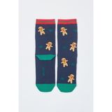 Katia & Bony Unisex Ginger Breadman Desenli Yılbaşı Temalı Soket Çorap Lacivert - 35 - 38