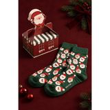 Katia & Bony Unisex Noel Baba Kutulu Pamuklu Soket Yılbaşı Çorabı Yeşil - 39 - 42 - 105-Renkli