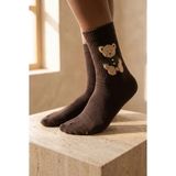 Katia & Bony Unisex Teddy Desenli Soket Çorap Koyu Kahve - 110F-Koyu Kahverengi - 35 - 38