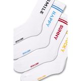 Katia & Bony Unisex Yazı Baskılı Çizgili Beyaz 4'lü Soket Çorap - 39 - 42 - 600Beyaz