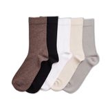 Katia&Bony Erkek ve Kadın Klasik Fitilli Elbise Çorapları - 5 Çift Paket - Siyah, Bej, Kahverengi, Beyaz, Gri - Orta Buzağı Uzunluğu, Yumuşak ve Dayanıklı, İş ve Günlük Giyim İnce, Çok renkli, Tek