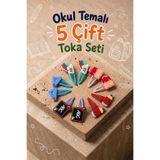 Katia&Bony Kız Çocuk Okul Temalı 5 Çift Pens Toka Seti Renkli