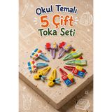 Katia&Bony Kız Çocuk Okul Temalı 5 Çift Pens Toka Seti