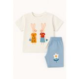 Katia&Bony Kız Çocuk Tavşan Desenli Şortlu Pijama Takımı