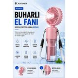Katjmer Ktfn-02 Buharlı El Fanı, 4 Kademeli Şarjlı Mini Vantilatör, Ince Su Spreyli, Boyun Askılı, Oynar Başlıklı ve Usb-C Şarjlı - Pembe
