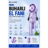 KATJMER KTFN-10 Buharlı Sulu El Fanı, 4 Kademeli Şarjlı Mini Vantilatör, İnce Su Spreyli, 20 ml Su Hazneli, Boyun Askılı ve USB-C Şarjlı