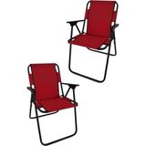 Katlanabilir 2 Adet Kırmızı Katlanır Kamp - Piknik - Plaj Sandalyesi Metal 2'li Tek Kişilik Spor Kı - 6456 Ecorce Tube Marron - Polyester