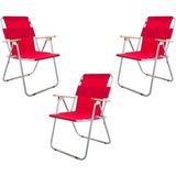 Katlanabilir 3 Adet Katlanır Kamp Sandalyesi Kırmızı 3'lü Kırmızı Metal 3 Kişilik - 6456 Ecorce Tube Marron - Polyester
