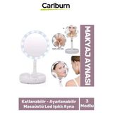 Katlanabilir 3 Modlu Ayarlanabilir Masaüstü Mini Cep Boyu Açılı Piili LED Işıklı Beyaz Makyaj Ayna