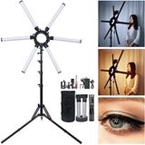 Katlanabilir 6 Kollu LED Stüdyo Işık – 120 W Yüksek Parlaklık, 3200K-5600K Renk Ayarı, Tripod ve Taşıma Çantası 2.10 cm Tripod Ayak Canlı Yayın Işığı - Siyah