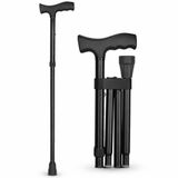 Katlanabilir Alüminyum Denge Bastonu, Kaymaz Tabanlı 5 Kademeli Boy Ayarlı Baston Asa, Ergonomik Tutma Saplı Hafif Taşınabilir 80-90 cm Yaşlı Seyahat Rehabilitasyon İçin Katlanır Yürüyüş Bastonu