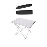 Katlanabilir Alüminyum Kamp ve Piknik Masası - Çantalı Gümüş - Geniş Model - 66 x 47 x 51 cm