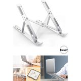 Katlanabilir Alüminyum Metal Laptop Standı Macbook Notebook Uyumlu Taşınabilir Bilgisayar Standı - Gümüş