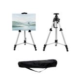 Katlanabilir Alüminyum Tripod Şövale - Kollu Yükseklik Ayarlı, Su Terazili, Pusulalı, Gümüş