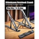 Katlanabilir Ayarlı Dizüstü Alüminyum Notebook Stand Macbook Tablet Laptop Standı (Düz Siyah)
